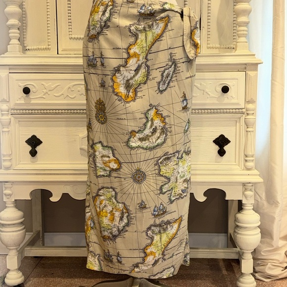 Liz Wear Dresses & Skirts - Vintage 90s Liz Wear Long Wrap Skirt Size Large World Map/Nautical NWT